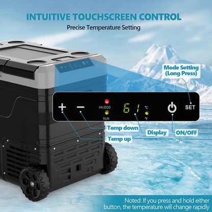 53 Quart (50L) Electric Cooler, 12 Volt Car Refrigerator, Portable Cooler with Wheels