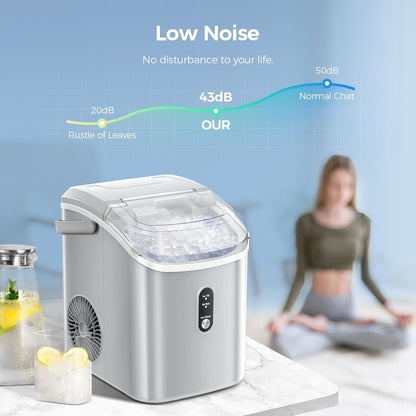 Nugget Ice Maker Countertop with Self-Cleaning Function