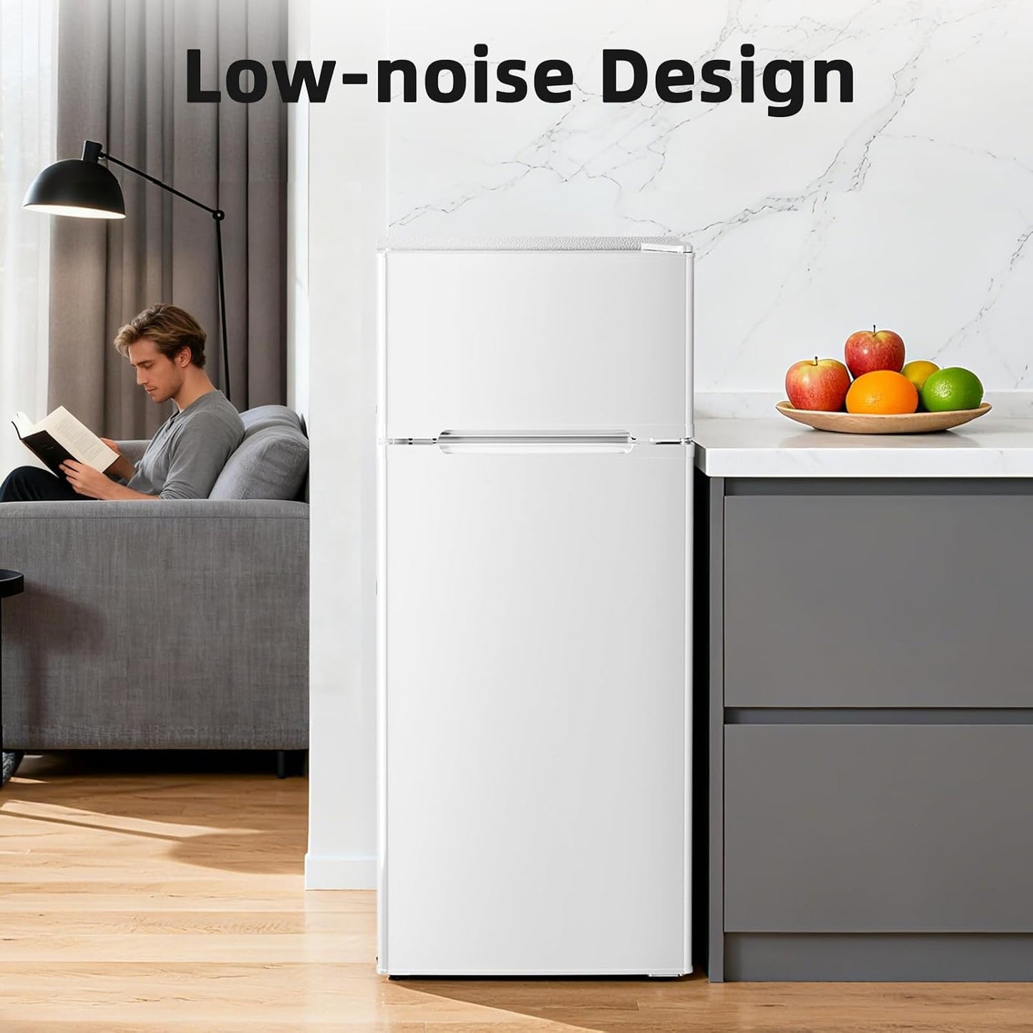 Compact Refrigerator,4.5 Cu.Ft. Mini Separate Freezer Double 2-Door Adjustable Removable Shelves for Apartment/Dorm/Office,WHITE