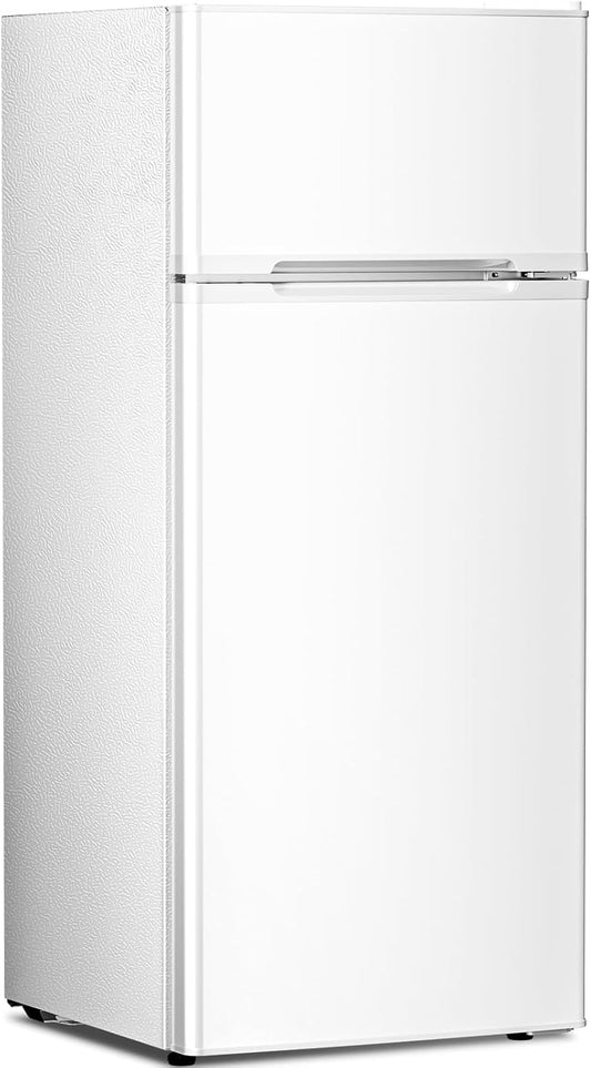 Compact Refrigerator,4.5 Cu.Ft. Mini Separate Freezer Double 2-Door Adjustable Removable Shelves for Apartment/Dorm/Office,WHITE