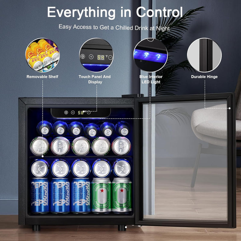12 Bottle/48 Can Beverage Refrigerator Cooler-1.3 cu.ft